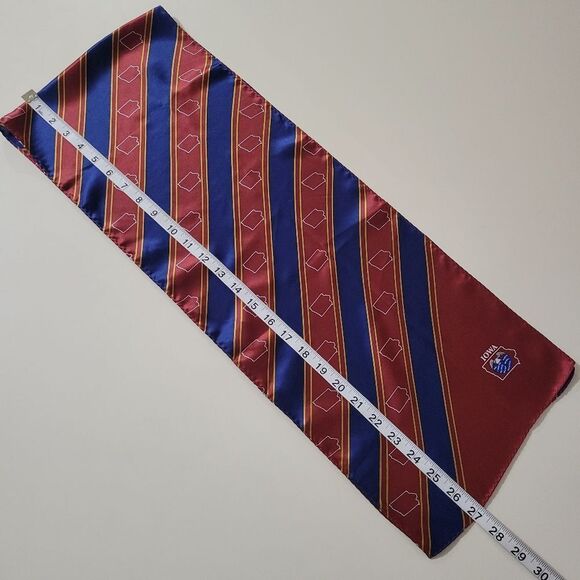 Red And Navy Stripe Iowa Silk Oblong Scarf - Picture 6 of 7